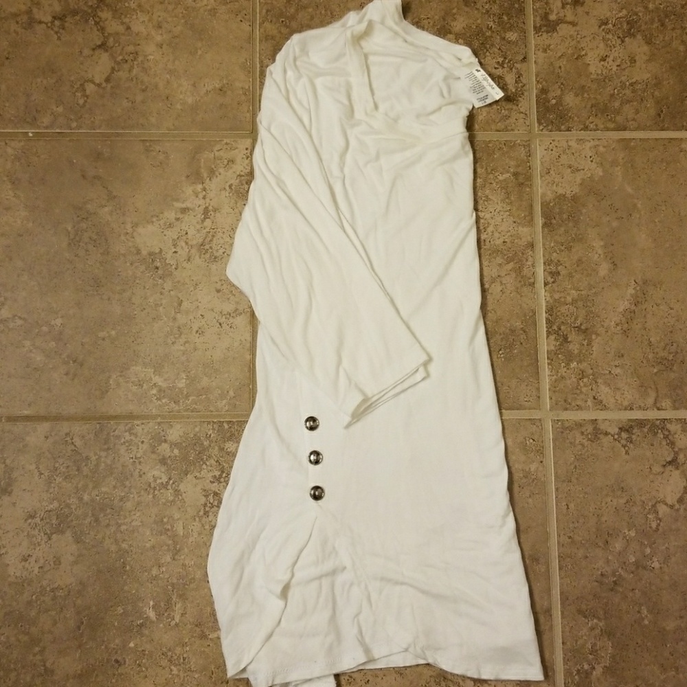 White 3/4 sleeve shirt with Silver buttons